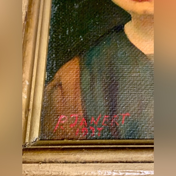 1937 Vintage Paul Janert Artist Signed Framed Oil Painting of Young Boy - Picture 13 of 16